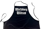 ShirtShop-Saar Wolfsburg Ultras; Städte Schürze (Latzschürze - Grillen, Kochen, Berufsbekleidung, Kochschürze), schwarz