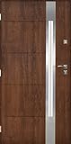 Stahltür Außentür Wohnungseingangstür Pantor 55mm Sofia 02 Größe 90 (nuss, [90] 990 x 2068 mit einem Türrahmen Links)