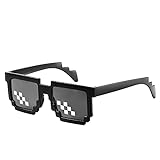 8 Pixel Brille Sonnenbrille Coole MLG Glasses Minecraft Thug Life Brille Fun Meme Für Kinder Erwachsene, Schwarz