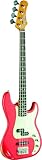 EKO Guitars VPJ-280 Fiesta Red E-Bassgitarre mit 4 Saiten, Finish der Serie 'Tribute', Korpus aus Pawlonia, Hals aus Ahorn, Griffbrett mit 21 Tasten aus Harz, Eko WPC, Farbe Fiesta R