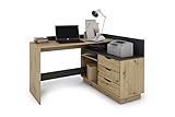 byLIVING Belfast Winkelschreibtisch, Links oder rechts montierbar, Artisan Eiche/anthrazit, Holzwerkstoff Spanplatte, Hellbraun, B 129, H 83,5, T 105