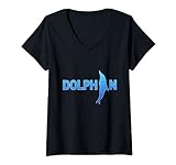 Damen Delphine Delphin aufblasbare Delphin Deko Delphinkette T-Shirt mit V-Ausschnitt