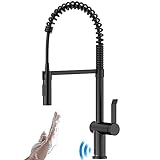 APPASO Touchless Sensor Wasserhahn Küche, Küchenarmatur 360° Drehbar, Spültischarmatur mit 20 Zoll Ausziehbar Brause, Spiralfederarmatur Zinklegierung mit 2 Strahlarten- Hochdruck | Mattschwarz