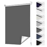 smartdemo Verdunklungsrollo ohne Bohren & mit Bohren, Klemmrollo Fensterrollo Dunkelgrau 50x130cm(BxH), Thermorollo Sichtschutz und Sonnenchutz, Klemmrollo rollos für Fenster & Tü