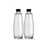 SodaStream Bipack 1-Liter-Glasflaschen, kompatibel mit Duo 2x1l Carbonator, schwarz, 10x19,5x29