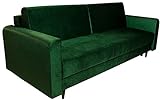 Modernes Luiza Sofa mit Schlaffunktion und Bettkasten, Couch mit Bettfunktion (Grün)