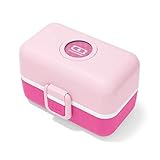 MONBENTO - Kinder Lunchbox MB Tresor Litchi - Bento Box mit 3 Fächer - Ideal für Mittagessen oder Snacks in der Schule/Park - BPA Frei - Lebensmittelecht - Rosa