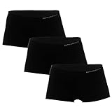 BRUBECK Schwarze Unterhose Damen 3er Pack | Panties Frauen | Panty Boyshorts | Womens Underwear Seamless | Retropants schwarz | Damenunterwäsche | 80% Baumwolle | Gr. XL, Black | BX10470A