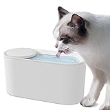 AKOINESE Oblungo Katzenbrunnen 1,5 l mit automatischer Abschaltpumpe, super leise, nimmt weniger Platz ein, mit 2 Aktivkohlefiltern