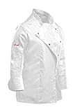 strongAnt Kochjacke Damen Stretch Professionelle Kochuniform mit der Druckknopfleiste Langarm - Weiß. Größe: S