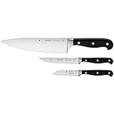 WMF Spitzenklasse Plus Messerset 3teilig, Made in Germany, 3 Messer geschmiedet, Küchenmesser, Performance Cut, Spezialklingenstahl