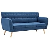 vidaXL Sofa 3-Sitzer Stoffbezug Blau Polstersofa Loungesofa Sitzmöbel Couch
