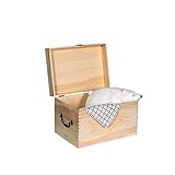 Vintage Aufbewahrungsbox, Massivholz-Koffer-Schatzkiste mit staubdichter Abdeckung aus Pappe, Dekorationsbox, Gepäckkoffer, handgefertigt (Natur 35x25x24cm)