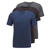 BOSS Herren T-Shirt VN 3P CO Dreier-Pack T-Shirts mit V-Ausschnitt und Logo-Stickerei