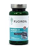 FJORDIL Omega-3 Kapseln: Hochdosierte norwegische Formel aus nachhaltigem Fischfang (Omega 3 aus Fischöl + Vitamine A, D & E), 120 Kapseln