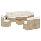 Kangqiling3224602 Gartenmöbel-Set, 9-teilig, mit Kissen in Beige, aus Poly