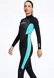 WYCcaseA Neoprenanzug für Damen, langärmelig, 3 mm, Ganzkörper-Neoprenanzug, hält warm, Reißverschluss am Rücken, für Tauchen, Schwimmen, Surfen, Wassersport, Blau