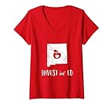 Damen Teacher Red For Ed New Mexico Public Education Invest in Ed T-Shirt mit V-Ausschnitt