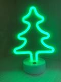 LED Neon Tischleuchte 'Weihnachtsbaum', Batterie und USB, 18x10x27cm, Grün