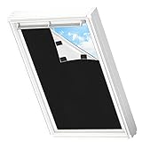 MUHOO Dachfenster Verdunkelungsrollo 200x150cm, UV-und Sonnenchutz Dachfenster Rollo ohne Bohren, 100% Blickdicht Verdunkelungsstoff, Tragbar & Zuschneidbar - Schwarz (mit Kleberpads)