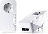 devolo LAN Powerline Adapter, dLAN 550 duo+ Starter Kit -bis zu 500 Mbit/s, Powerlan Adapter, LAN Steckdose, 2x LAN Anschluss, weiß