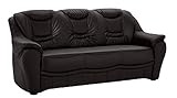 Cavadore 3er Ledersofa Bansa 3-sitziges Sofa in Leder, Echtleder, schwarz, 198 x 94 x 95
