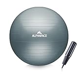 ALPHAPACE Dicker Anti-Burst Gymnastikball Sitzball Trainingsball inkl. Luft-Pumpe, Ball für Fitness, Yoga, Gymnastik, Core Training, für starken Rücken als Büro-Stuhl, Grey Blue, 65cm