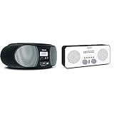TechniSat DIGITRADIO 1990 - Stereo-Boombox mit DAB+/UKW-Radio und CD-Player (Bluetooth-Audiostreaming) schwarz & Viola 2 S - tragbares DAB Radio (DAB+, UKW, Wecker, Stereo Lautsprecher) weiß-schwarz