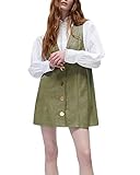 Damen ärmellose Kunstlederjacke DressPU Leder Button Down Vintage Punk Weste Minikleid Y2k Streetwear, grün, 36