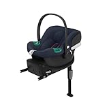 CYBEX Silver Babyschale Aton B2 i-Size mit Base One, Inkl. ISOFIX-Basis und Neugeboreneneinlage, SensorSafe kompatibel, Ab Geburt bis ca. 24 Monate, Max. 13 kg, Bay Blue