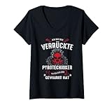 Damen Verrückter Pyrotechniker Pyro T-Shirt Feuerwerk Geschenk T-Shirt mit V-Ausschnitt
