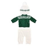 Neugeborenen Fotografie Requisiten, Hut + Top + Shorts Mohair Baby Fotografie Kostüm für Neugeborene Taufe zum Baby Geburtstag(Grün)