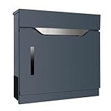 bobodeco Moderner Briefkasten in Anthrazit RAL 7016 - Briefkästen, Postkasten mit Sichtfenster, Wandbriefkasten mit Zeitungsfach, abschließbarer Postbox, Anthrazitg