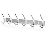 Newaner Hakenleiste Garderobe SUS304 Edelstahl Modern, Kleiderhakenleiste Wand Gebürstete Optik Doppelhaken, Jacken Kleider Haken mit 6 Haken, Kleiderhaken für Küche, Schlafzimmer, Büro, Silb