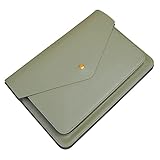 Benfan Laptophülle aus Leder, kompatibel mit MacBook Air 15 2023, Surface Laptop 15, Surface Book 13,5 cm, Farbe Grau Grün