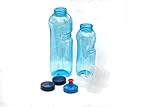 2x Original Trinkflaschen aus TRITAN ohne Weichmacher im Sparset: 1x 1 Liter (rund), 1x 0,5 Liter (rund) + 2 Standartdeckel + 2 Sportdeckel (FlipTop) + 1 Trinkdeckel (Push PULL)  BPA frei