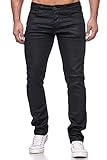 EGOMAXX Herren Jeans Hose Coated Leder Optik Beschichtet H2171, Farben:Schwarz-3, Größe Jeans:33W