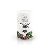 AMRITA Bio-Kakaonibs zum Kochen - Kakaonibs als Ersatz für Schokolade - Natürliche Kakaobohnen für Cocktails, Joghurts, Desserts, Gebäck - Quelle für Calcium, Eisen, Ballaststoffe, 200g