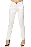 Elara Damen Hose Skinny Stretch Jeans 3 Längen Chunkyrayan EL30-1 ,Weiß ,34/30