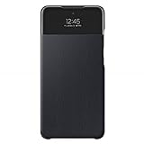 Samsung S View Wallet Smartphone Cover EF-EA525 für Galaxy A52 | A52 5G, Handy-Hülle, stoßfest, Schutz Case, integriertes Sichtfenster, Schwarz