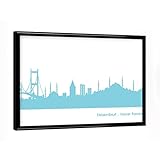 artboxONE Poster mit schwarzem Rahmen 18x13 cm Abstrakt Istanbul 08 Skyline Pastel-Blue Print Monochrome