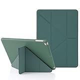 Origami iPad Hülle für iPad 9,7 Zoll 6. 2018 & 5. 2017 Gen, auch für iPad 9,7 Zoll Air 2013 & Air 2. 2014, 5-in-1 Verschiedene Betrachtungswinkel, Glatte Silikon-Hülle Weiche TPU Rückseite, Dunkelgrün
