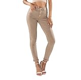 Nina Carter P106 Damen Jeanshosen Slim Fit Push-Up Skinny Jeans Mid-High Waist (DE/NL/SE/PL, Alphanumerisch, XL, Slim, Regular, Hellbraun (P106-18))