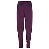 Yamadhi Yogahose Damen aus Modal | weit & locker geschnitten, mit gerraftem High Waist Bund | Women Loose Pants | dunkel-lila (deep Purple), Gr. M