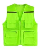 JGATW Warnweste Sport Reflektierender Anzug Reflektierende Mesh-Sicherheitsweste - Warnschutzjacke Geeignet Für Teamaktivitäten Arbeitskleidung Reflektierend (Color : Groen, Size : M)