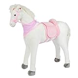 Pink Papaya Plüschpferd XXL 105cm Pferd, Luna, Fast lebensgroßes Spielpferd zum reiten, Stehpferd XXL, Spielzeug Pferd bis 100kg belastbar - Kinderpferd mit Kleiner Bürste