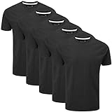 Charles Wilson 5er Packung Einfarbige T-Shirts mit Rundhalsausschnitt (Large, Plain Black)