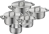 WMF Ultimate Cool Topfset Induktion 5-teilig, Kochtopf Set mit Edelstahldeckel, Cromargan Edelstahl matt, Induktions Töpfe Set unbeschichtet, Innenskalierung, spülmaschinengeeig