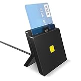 Pubioh USB Chipkartenleser SmartCard Reader Cardreader - Kartenleser Personalausweis/Piv Card Reader/ID Kartenleser/Kreditkarten-Chipleser mit LED-Anzeige kompatibel mit Windows und Linux Schwarz