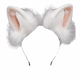 VIGVAN Katze Schwanz Ohr Kostüm niedlich Halloween Cosplay Requisiten Anime Cosplay Mädchen Damen und Kinder (Liebe Weiß Hasen Ohren)